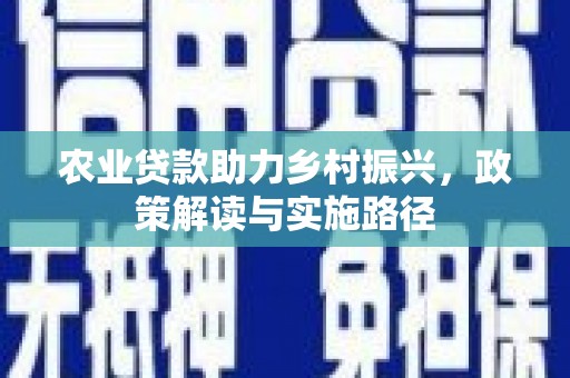 鹿野农业贷款助力乡村振兴，政策解读与实施路径