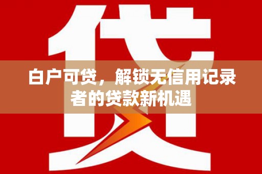 鹿野白户可贷，解锁无信用记录者的贷款新机遇