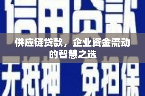 鹿野供应链贷款，企业资金流动的智慧之选