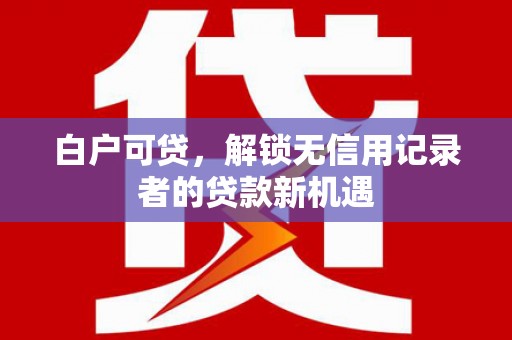 鹿野白户可贷，解锁无信用记录者的贷款新机遇