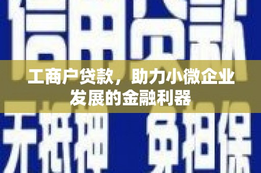 鹿野工商户贷款，助力小微企业发展的金融利器