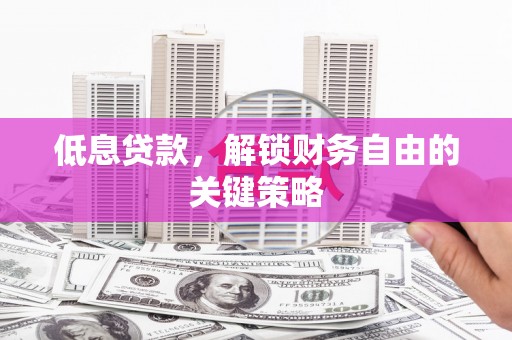 鹿野低息贷款，解锁财务自由的关键策略