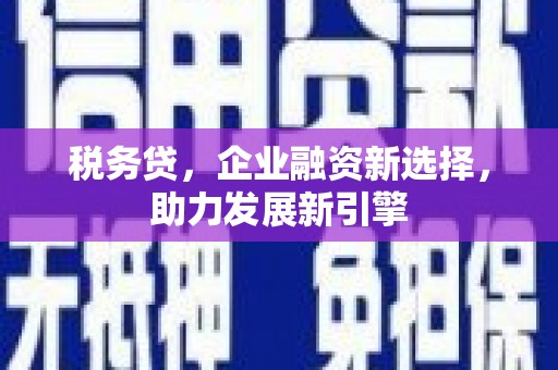 鹿野税务贷，企业融资新选择，助力发展新引擎